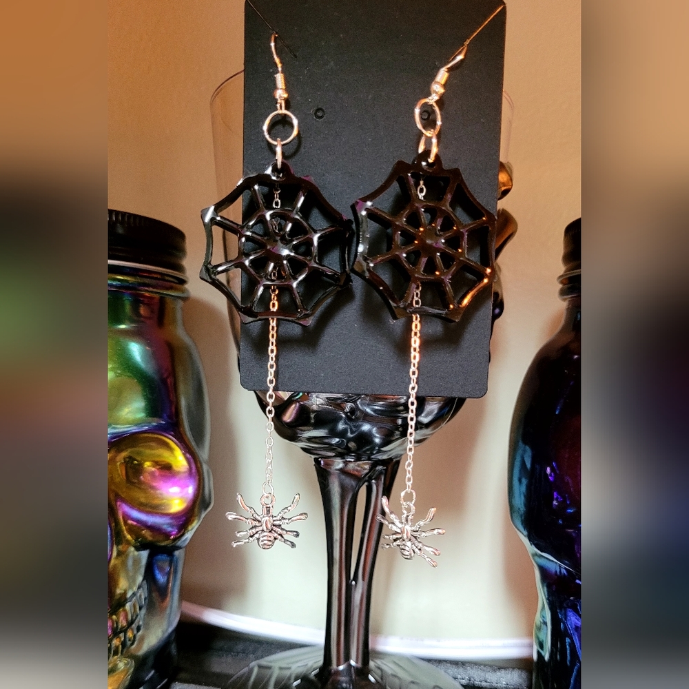Handmade Spider web/Spider earrings